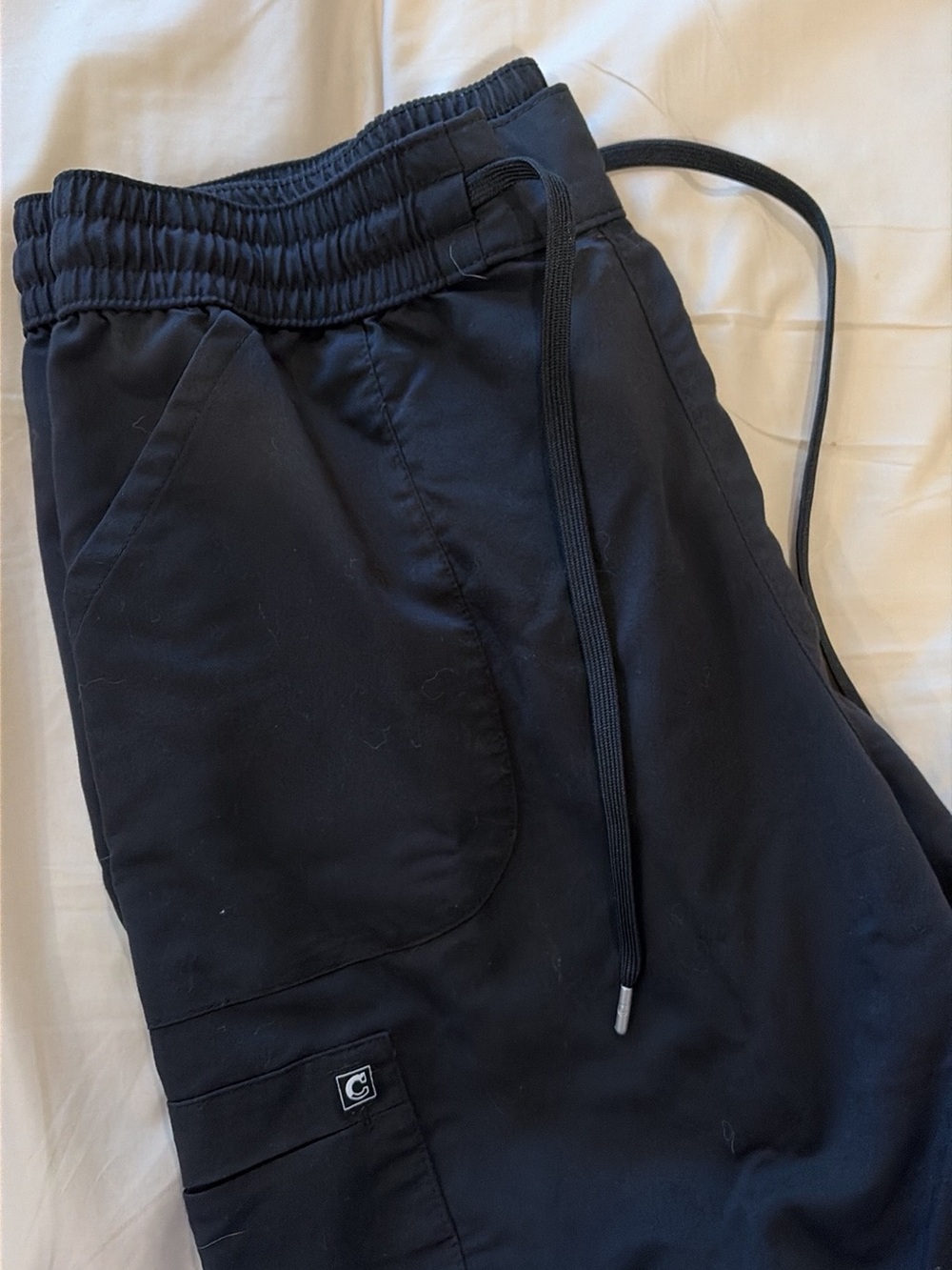 Women's Black Drawstring Cargo Scrub Pants